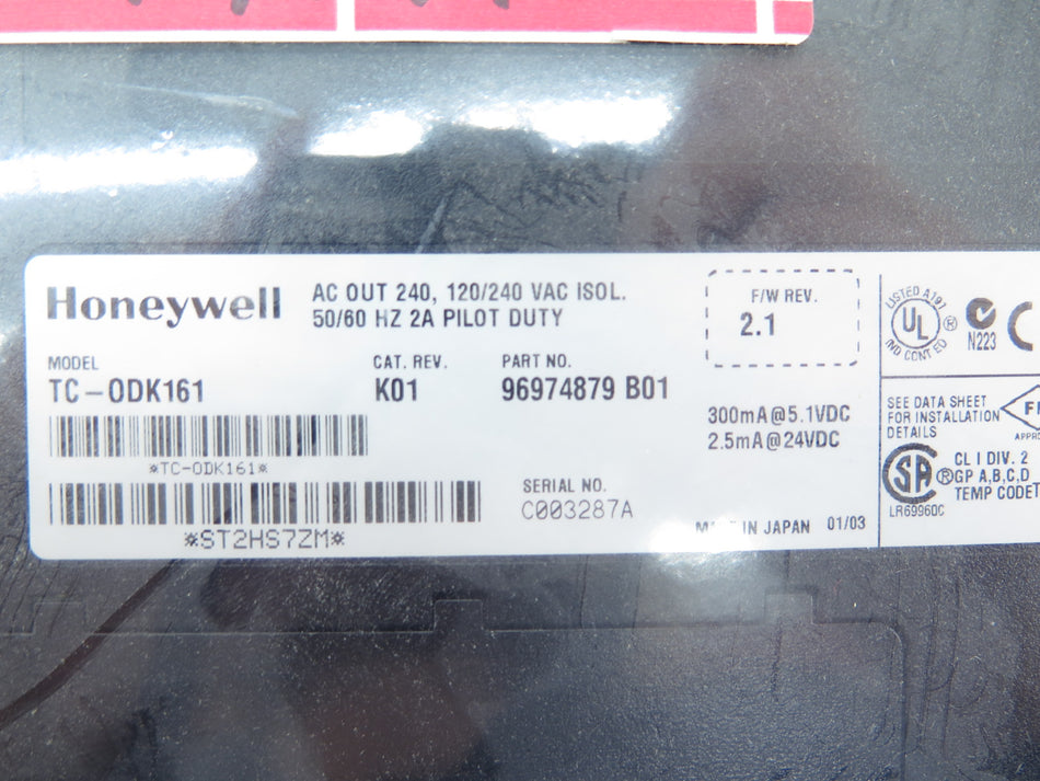 Honeywell TC-0DK161 AC OUT 240 120/240 VAC Isol. 50/60Hz 2A Pilot Duty - Advance Operations