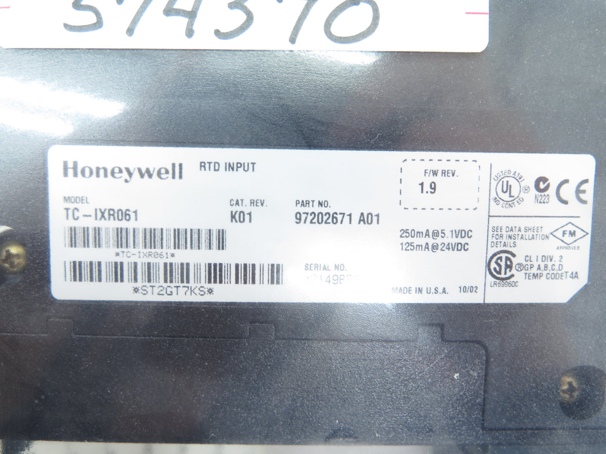 Honeywell TC-IXR061 RTD Input Rev.K01 - Advance Operations