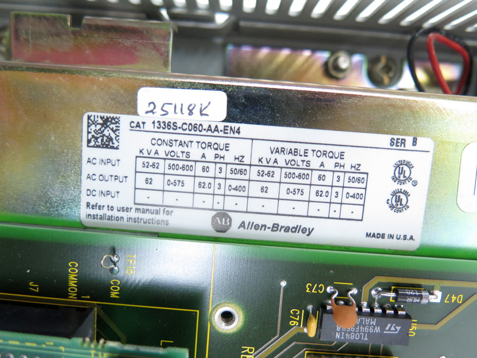 Allen-Bradley 1336S-C060-AN-EN4 AC Drive 500-600Vac 60A 52-62KVA - Advance Operations