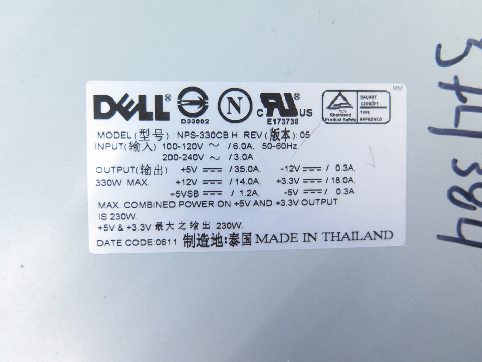 DELL NPS-330CB H Rev.05 100-240Vac 3-6A Power Supply - Advance Operations