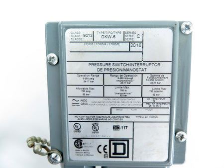 Square D / Telemecanique GKW-6 Pressure Switch / Interruptor De Presion - Advance Operations