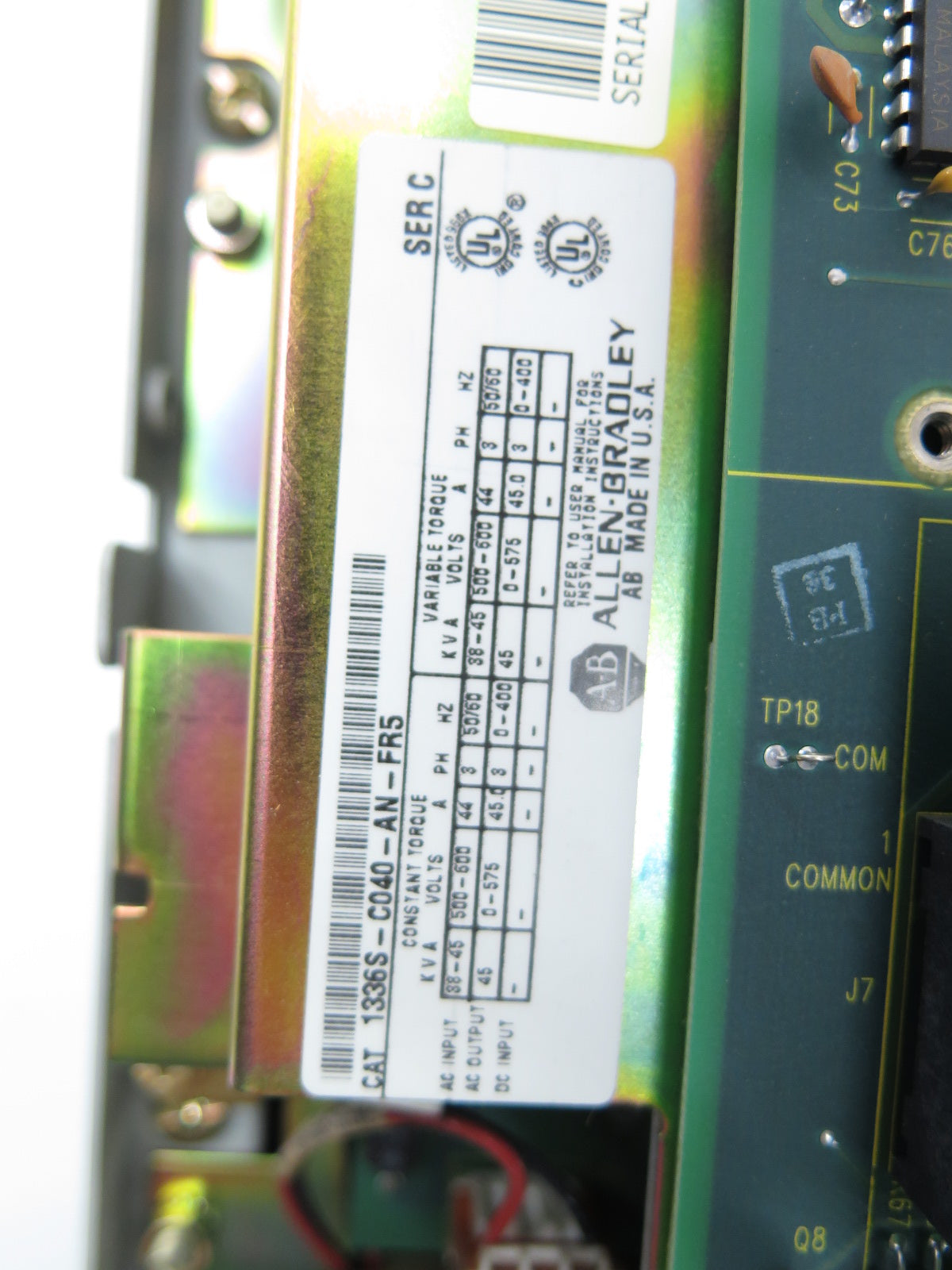 Allen-Bradley 1336S-C040-AN-FR5 AC Drive 500-600Vac 40HP NO Cover - Advance Operations