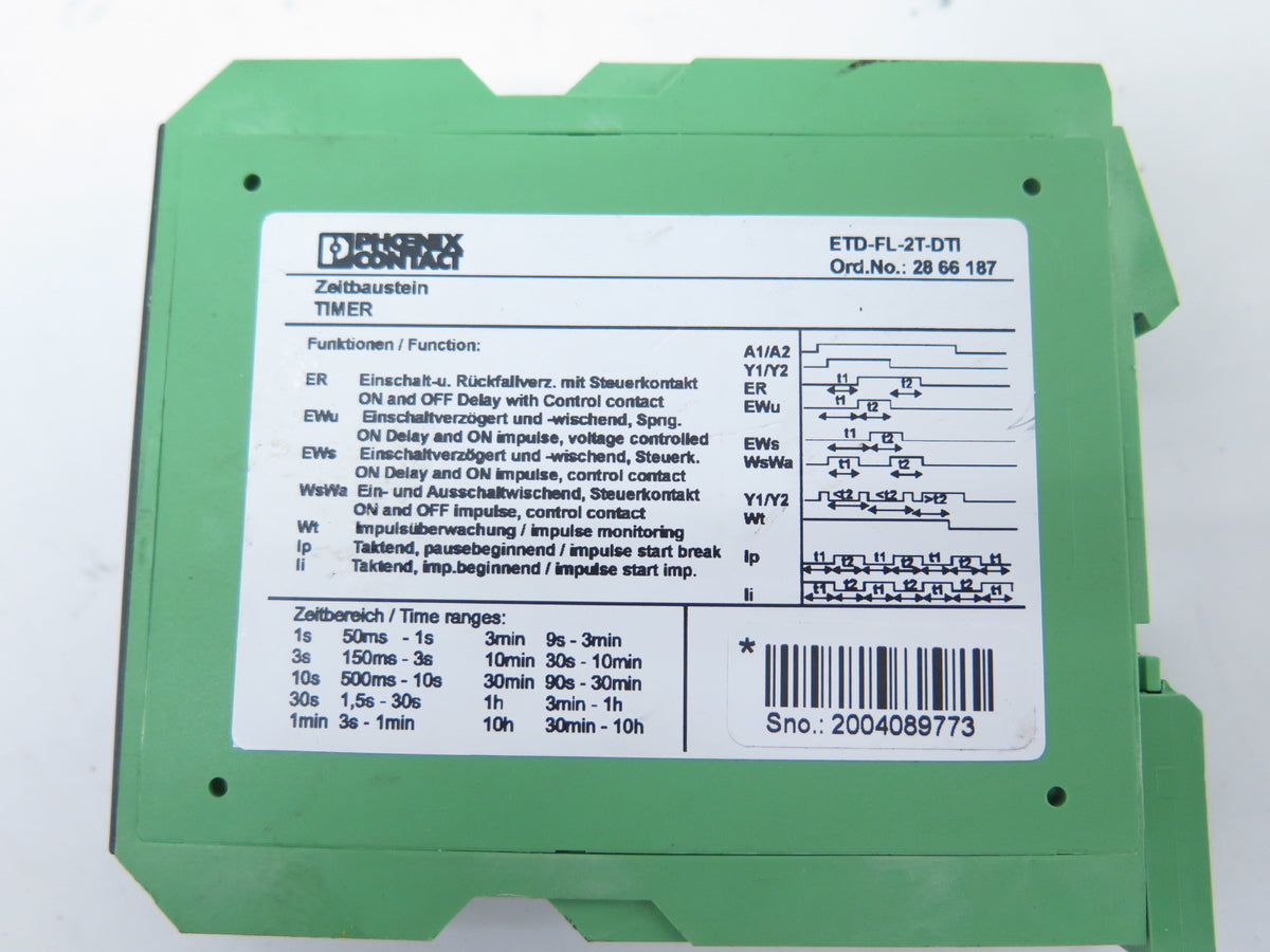 Pheonix Contact ETD-FL-2T-DTI 24-240V Contact 250Vac 2 PDTS Relay - Advance Operations