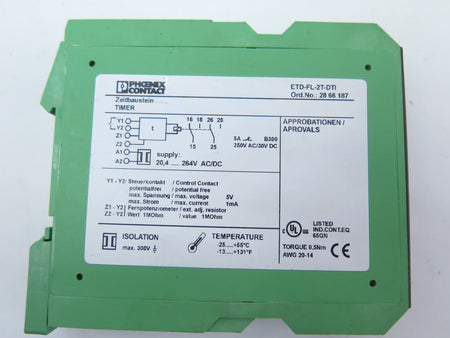 Pheonix Contact ETD-FL-2T-DTI 24-240V Contact 250Vac 2 PDTS Relay - Advance Operations