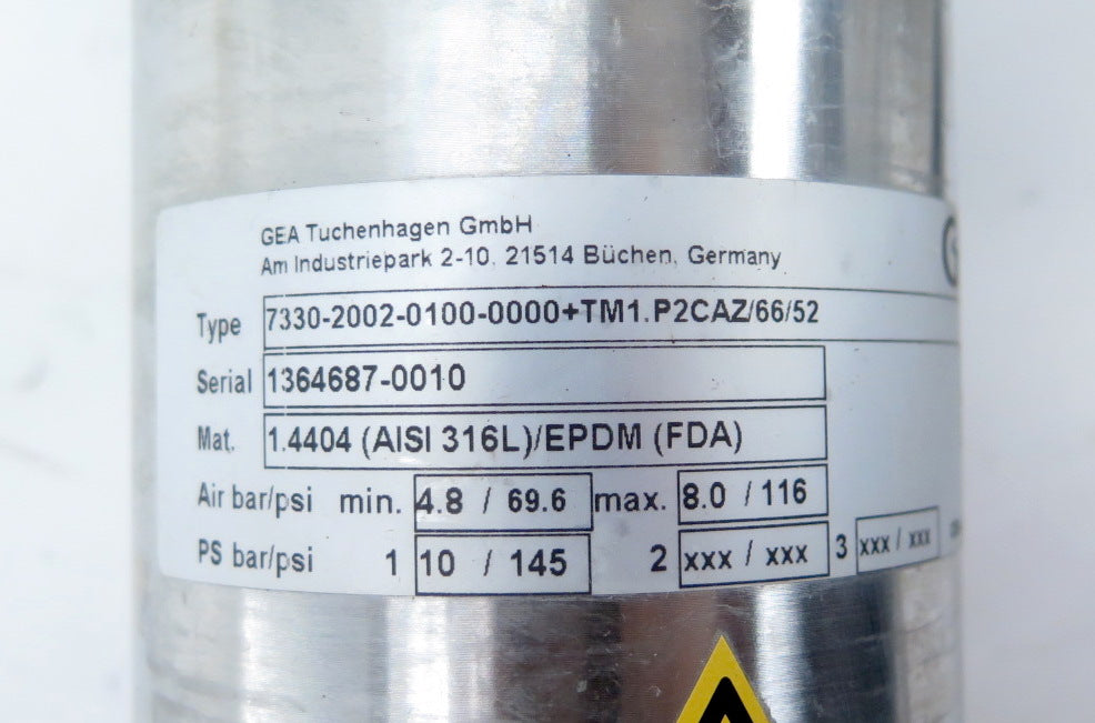GEA 7330-2002-0100-0000-TM1.P2CAZ/66/52 Sanitary Valve Stainless - Advance Operations
