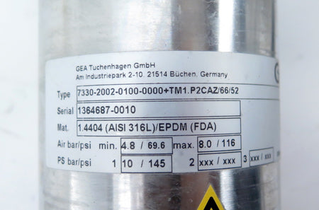 GEA 7330-2002-0100-0000-TM1.P2CAZ/66/52 Sanitary Valve Stainless - Advance Operations