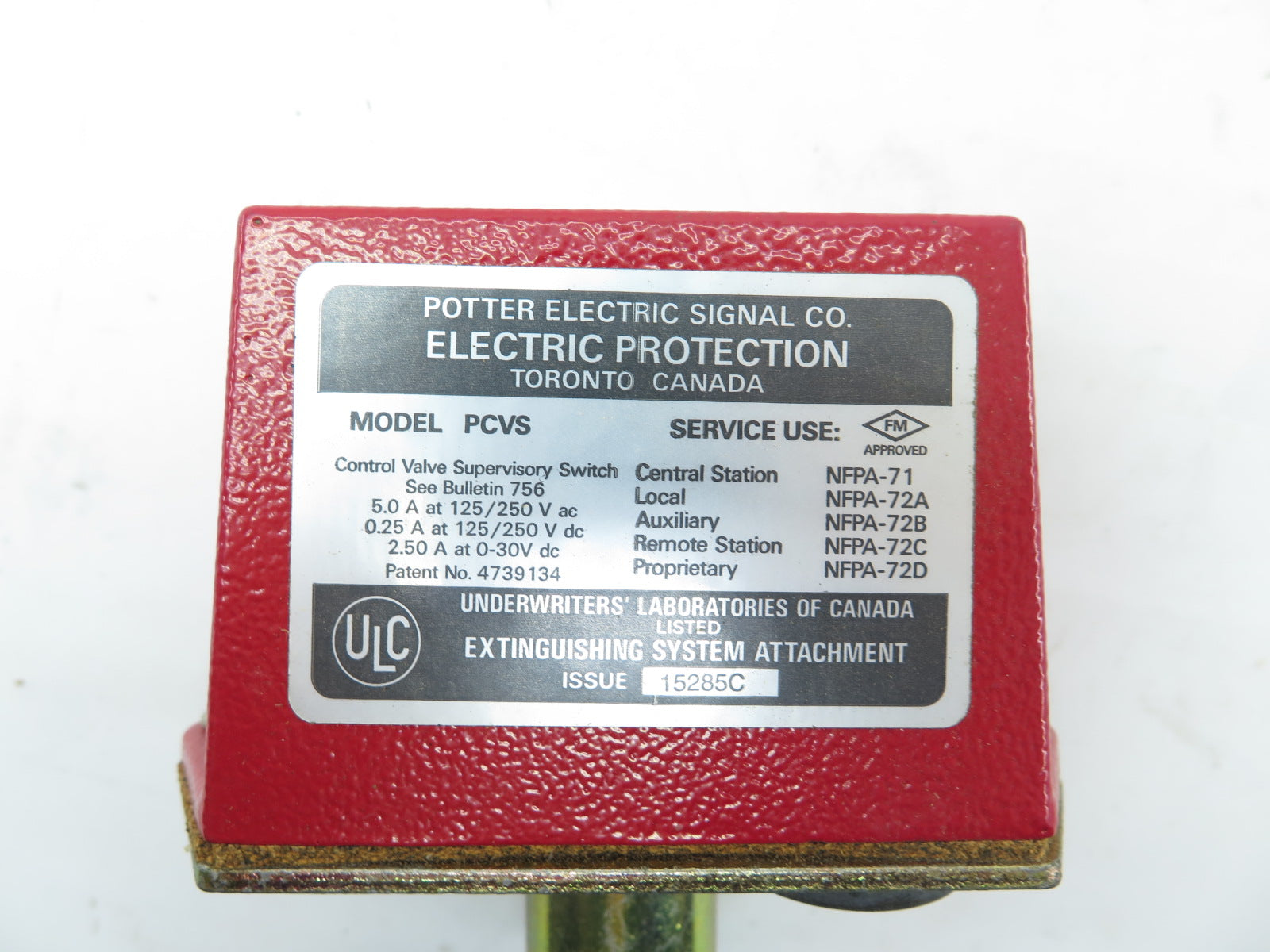 Potter Electric Signal Co Model PCVS Control Valve Supervisory Switch 15285C - Advance Operations