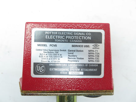 Potter Electric Signal Co Model PCVS Control Valve Supervisory Switch 15285C - Advance Operations