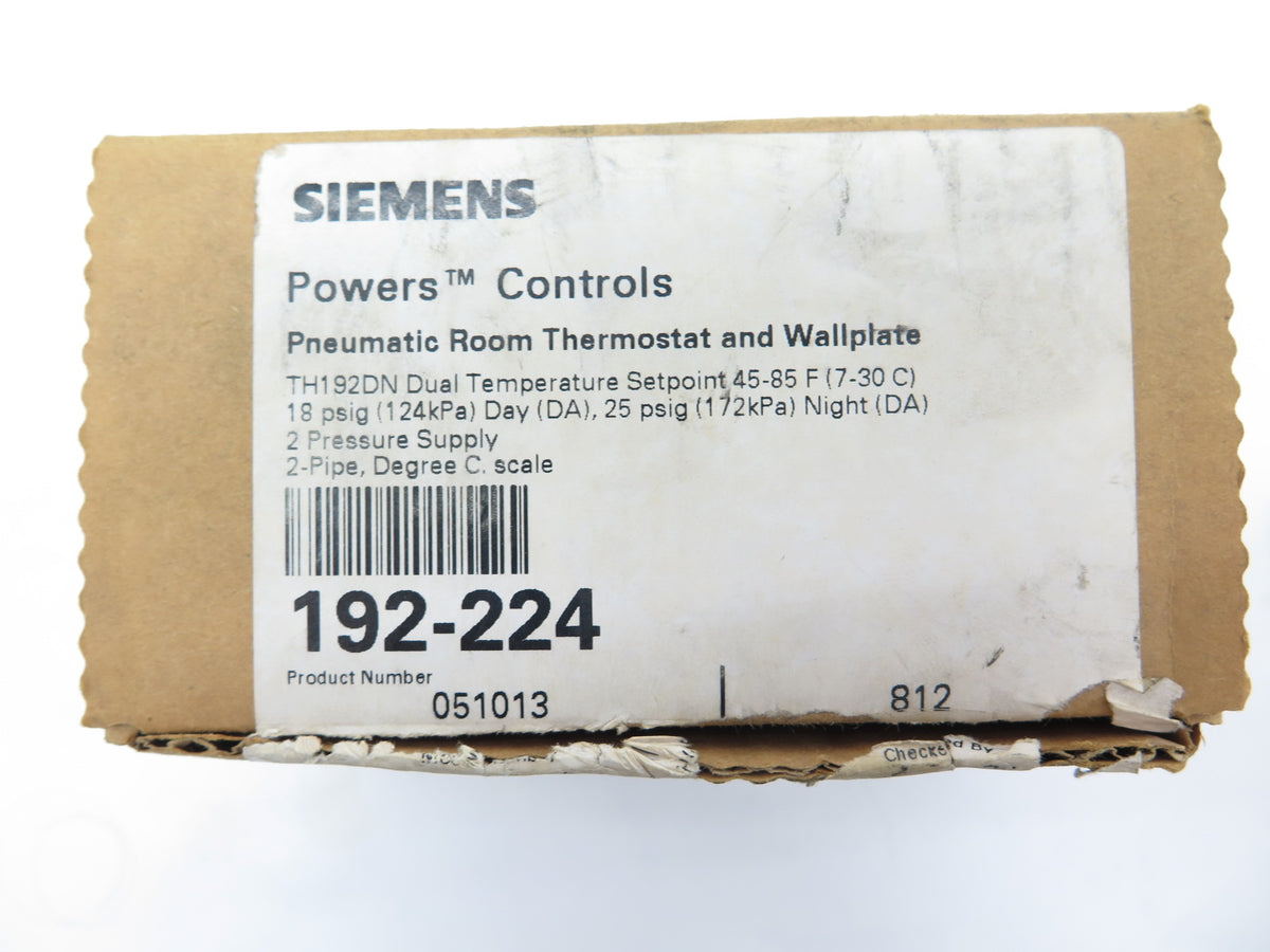 Siemens 192-224 Powers Controls Pneumatic Room Thermostat NO WALLPLATE - Advance Operations