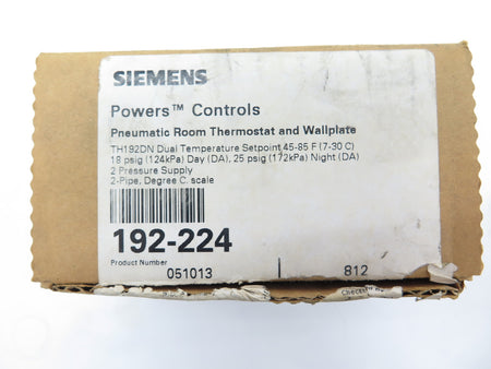 Siemens 192-224 Powers Controls Pneumatic Room Thermostat NO WALLPLATE - Advance Operations