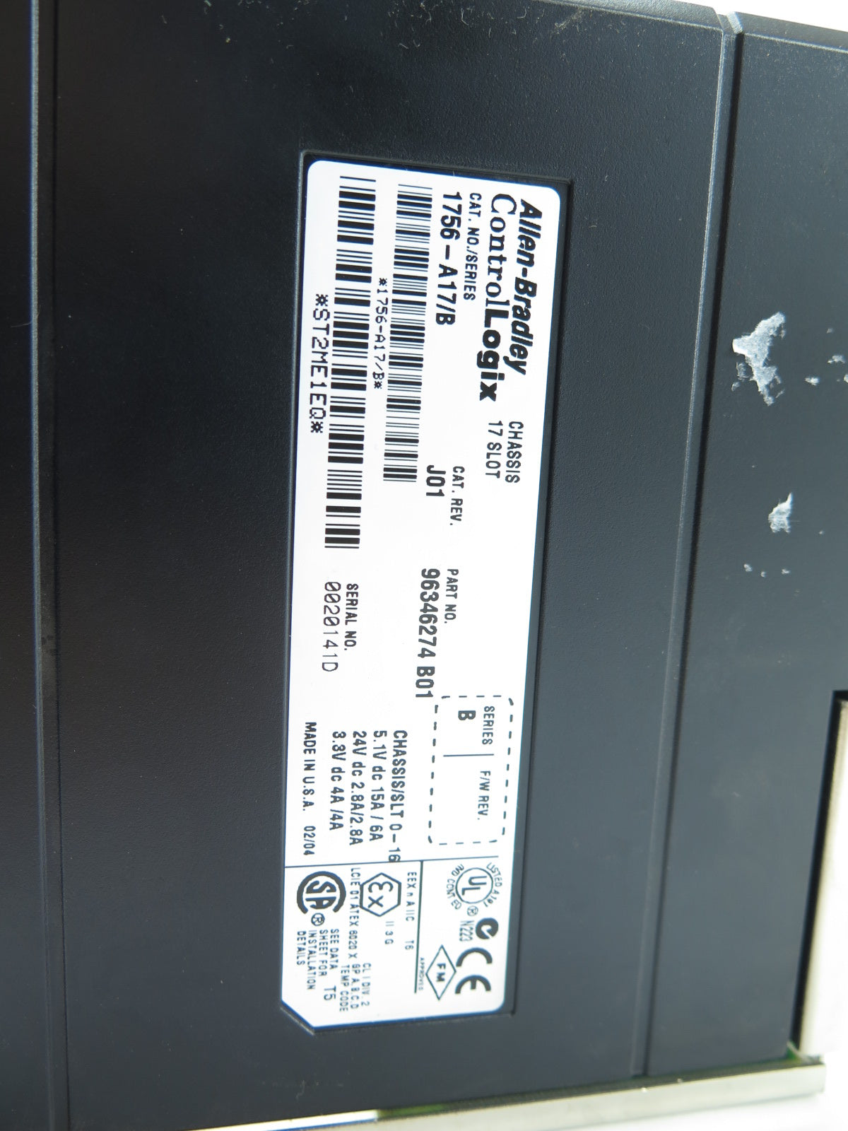 Allen-Bradley 1756-A17/B Chassis 17 Slot REV.J01 READ Description - Advance Operations