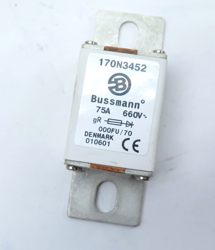 Bussmann 170 N 3452 Power Fuse TYPOWER SILCU 75A 660V LOT OF 4 - Advance Operations