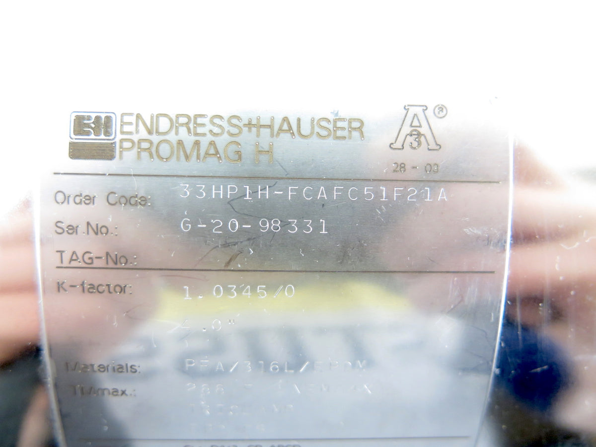 Endress + Hauser 33HP1H-FCAFC51F21A Promag H 4.0" Tri-Clamp Flow Meter - Advance Operations