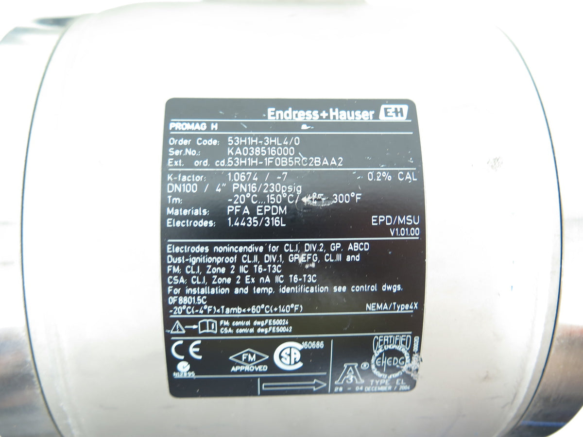 Endress + Hauser 53H1H-3HL4/0 Promag H Flow Meter Stainless Steel - Advance Operations