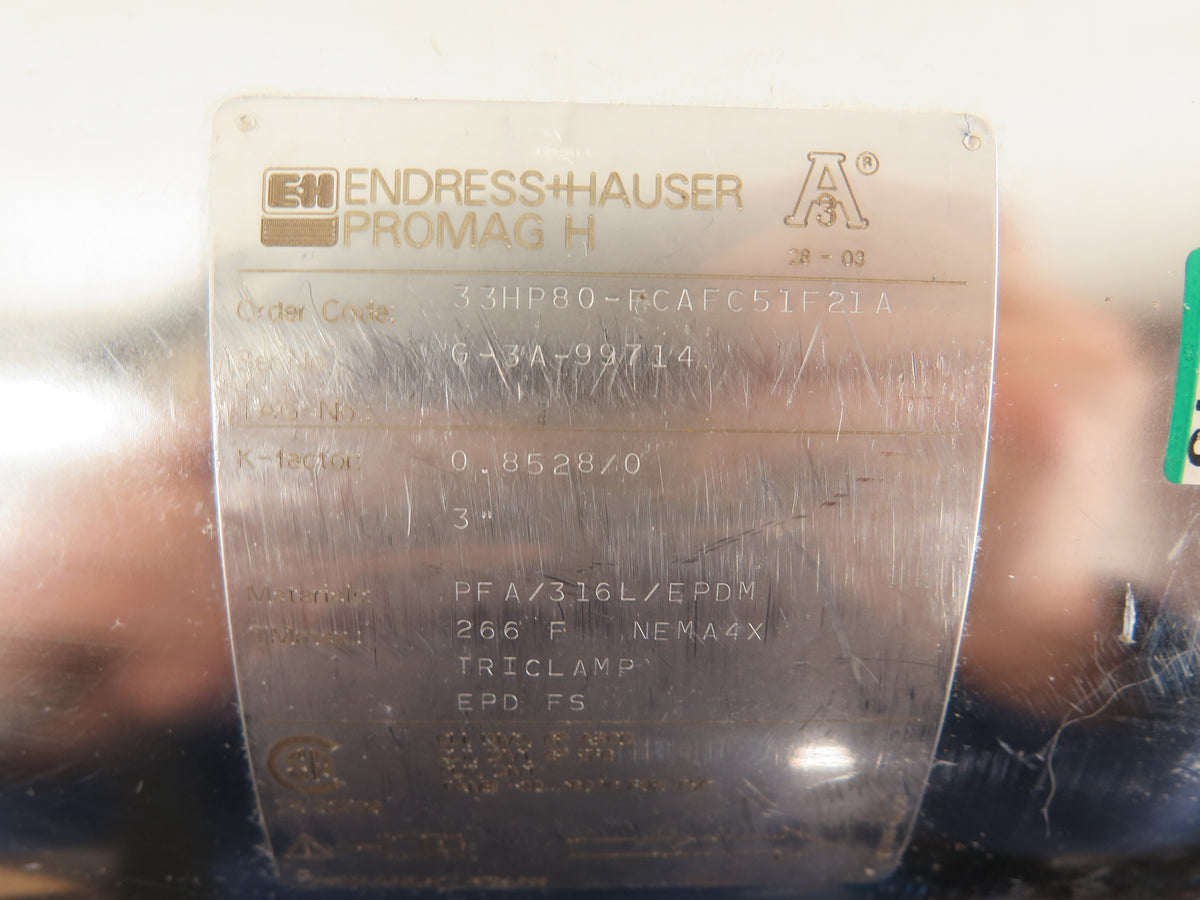 Endress + Hauser 33HP80-FCAFC51F21A Promag H Stainless Steel Flow Meter 3po - Advance Operations