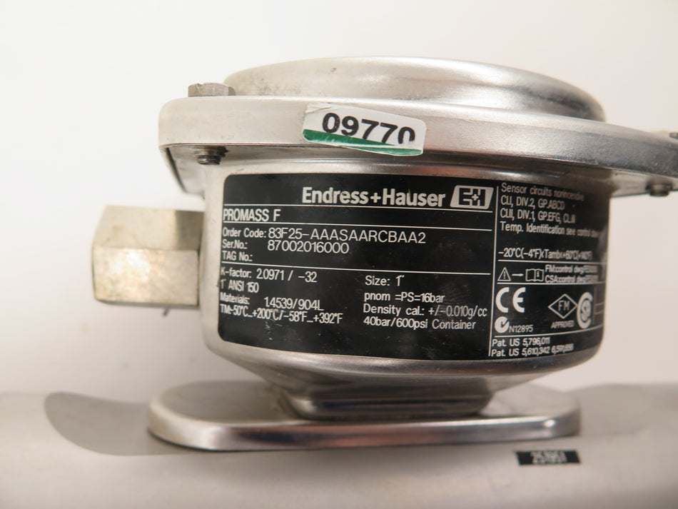 Endress + Hauser 83F25-AAASAARCBAA2 Flow Meter 1" Stainless Steel - Advance Operations