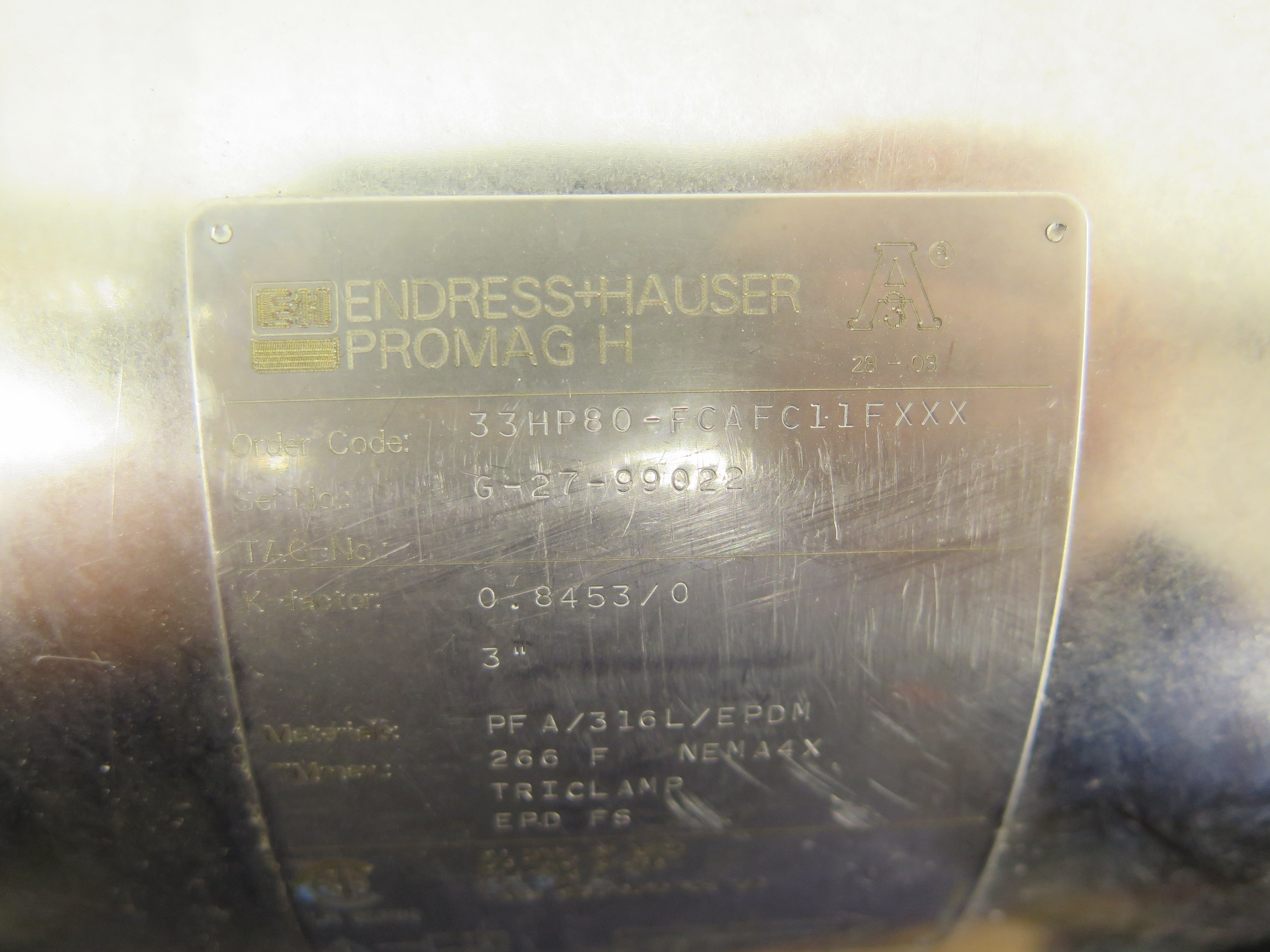 Endress + Hauser 33HP80-FCAFC11FXXX Promag H Stainless Steel Flow Meter - Advance Operations
