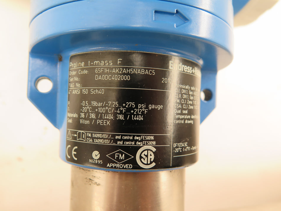 Endress + Hauser 65F1H-AK2AH5NABAC5 Proline T-Mass 65 Thermal Mass Flow Meter - Advance Operations