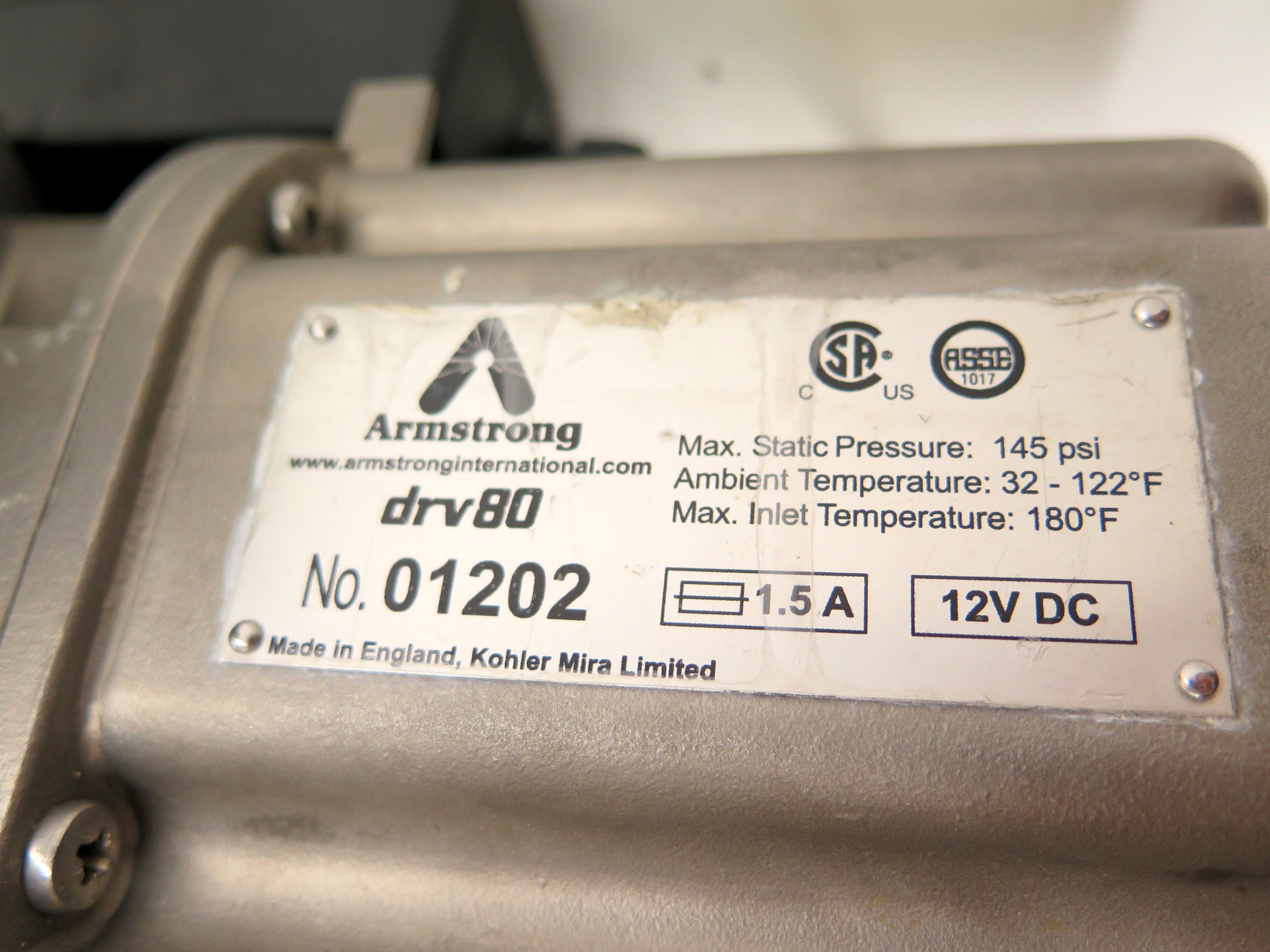 Armstrong DRV 80 The Brain Digital Recirculation Valve Port Size 3" - Advance Operations