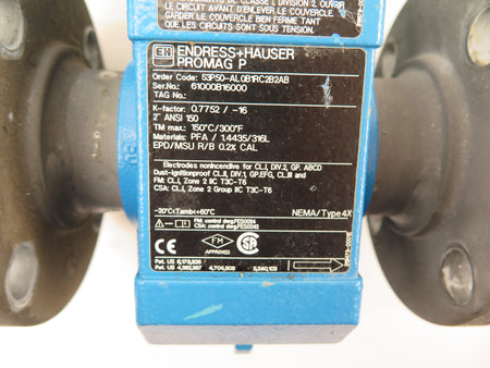 Endress + Hauser 53P50-AL0B1RC2B2AB Promag P Flow Meter - Advance Operations