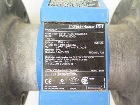Endress + Hauser 53P1H-AL0B1RC2BAAA Promag P Flow Meter 4" - Advance Operations