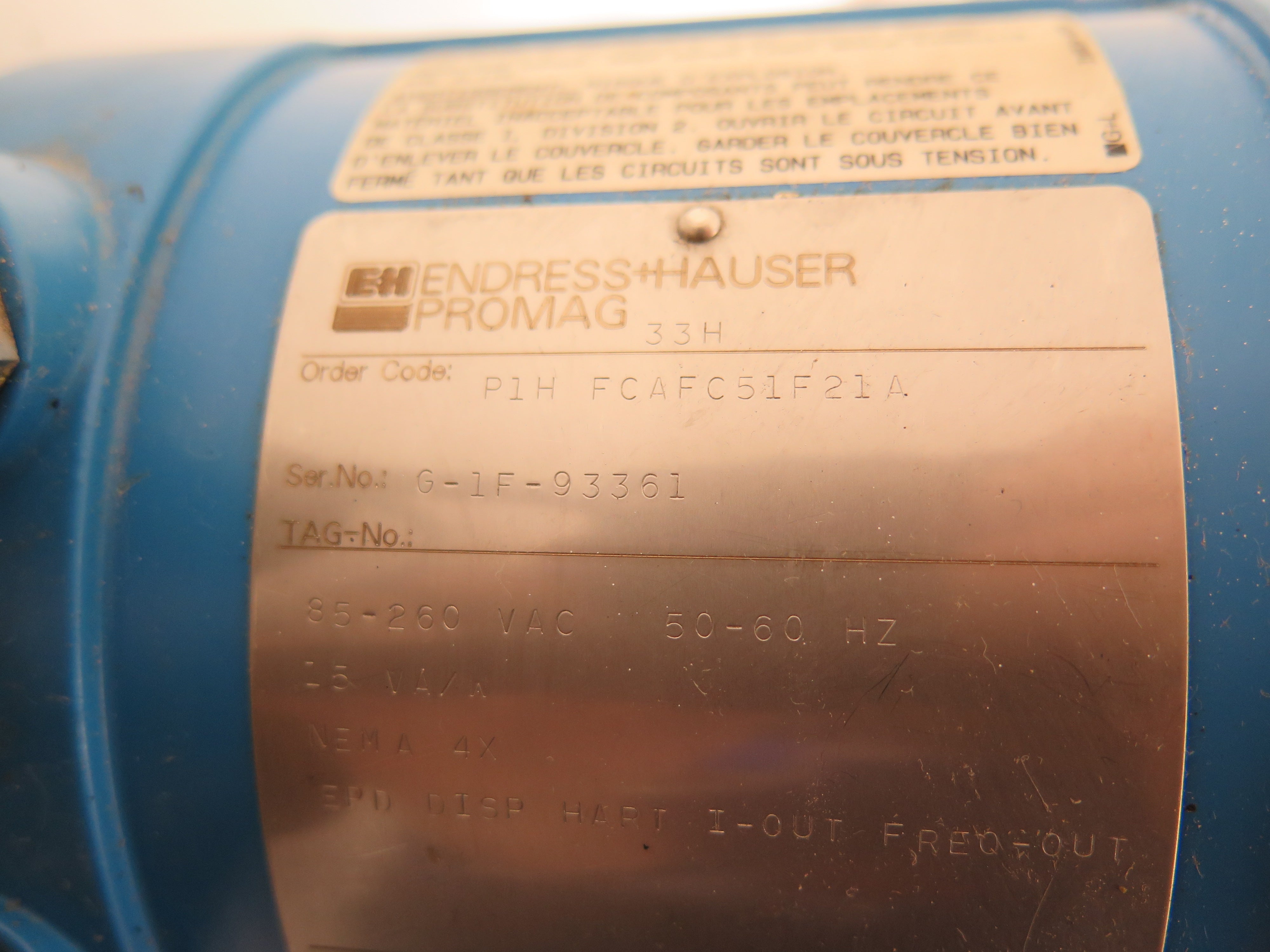 Endress + Hauser P1HFCAFC51F21A Transmitter 85-260Vac 50-60Hz 15VA/X - Advance Operations