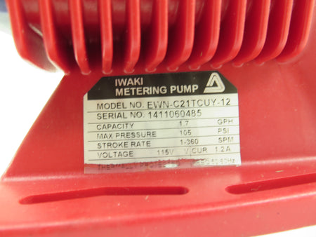 Iwaki EWN-C21TCUY-12 Metering Pump 1.7GPH 115V 1.2A - Advance Operations