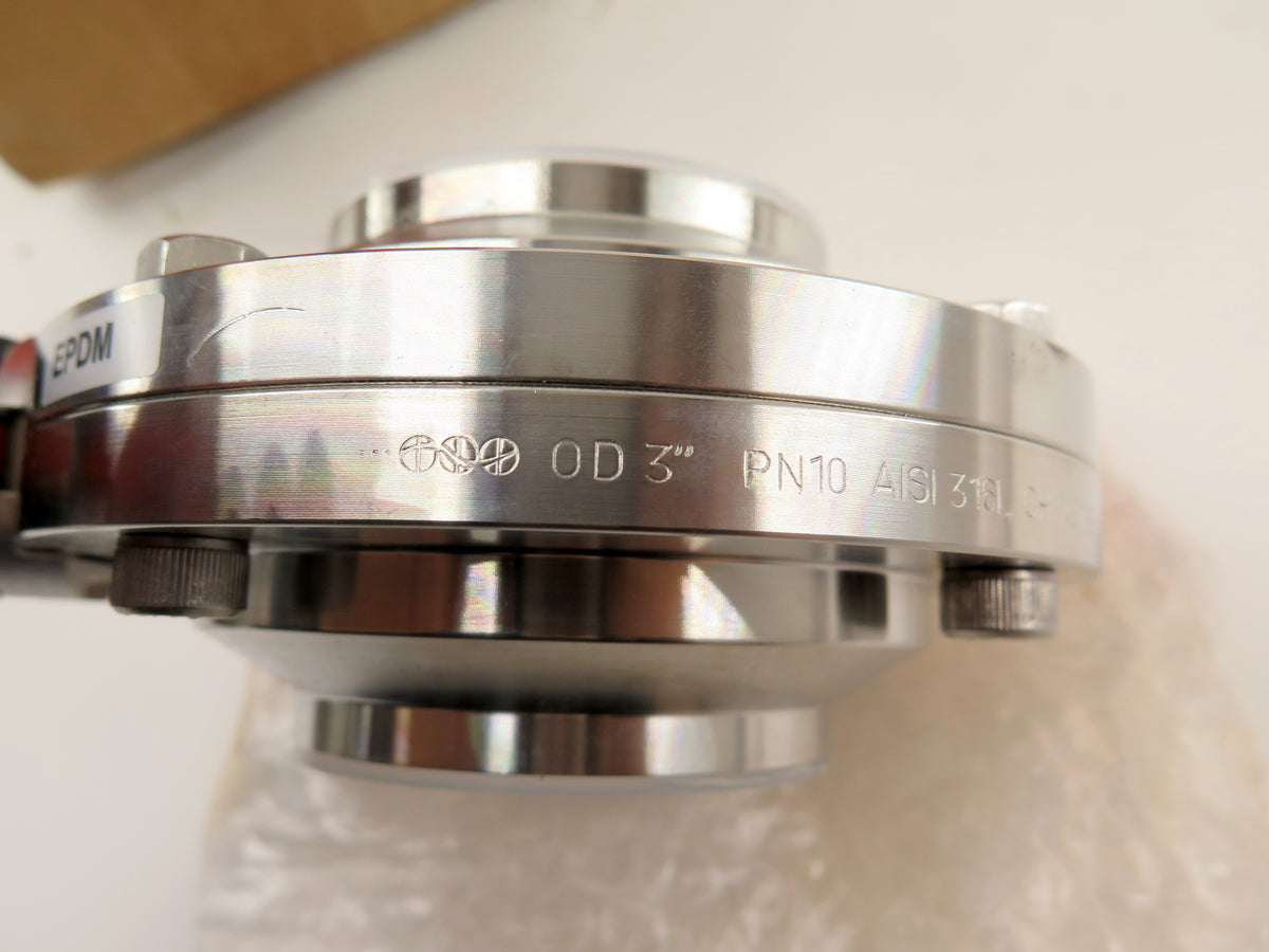 3" Weld Manual Butterfly Valve T316L w/EPDM K Series STAINLESS STEEL - Advance Operations