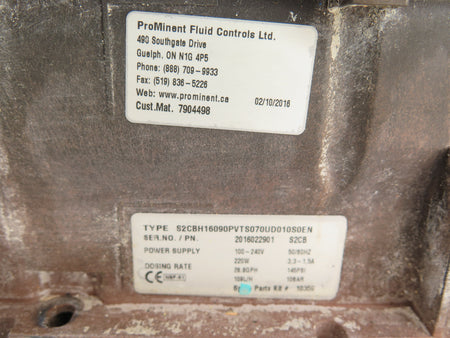ProMinent S2CB / S2CBH16090PVTS070UD010S0EN Motor Driven Metering Pump 100-240 - Advance Operations