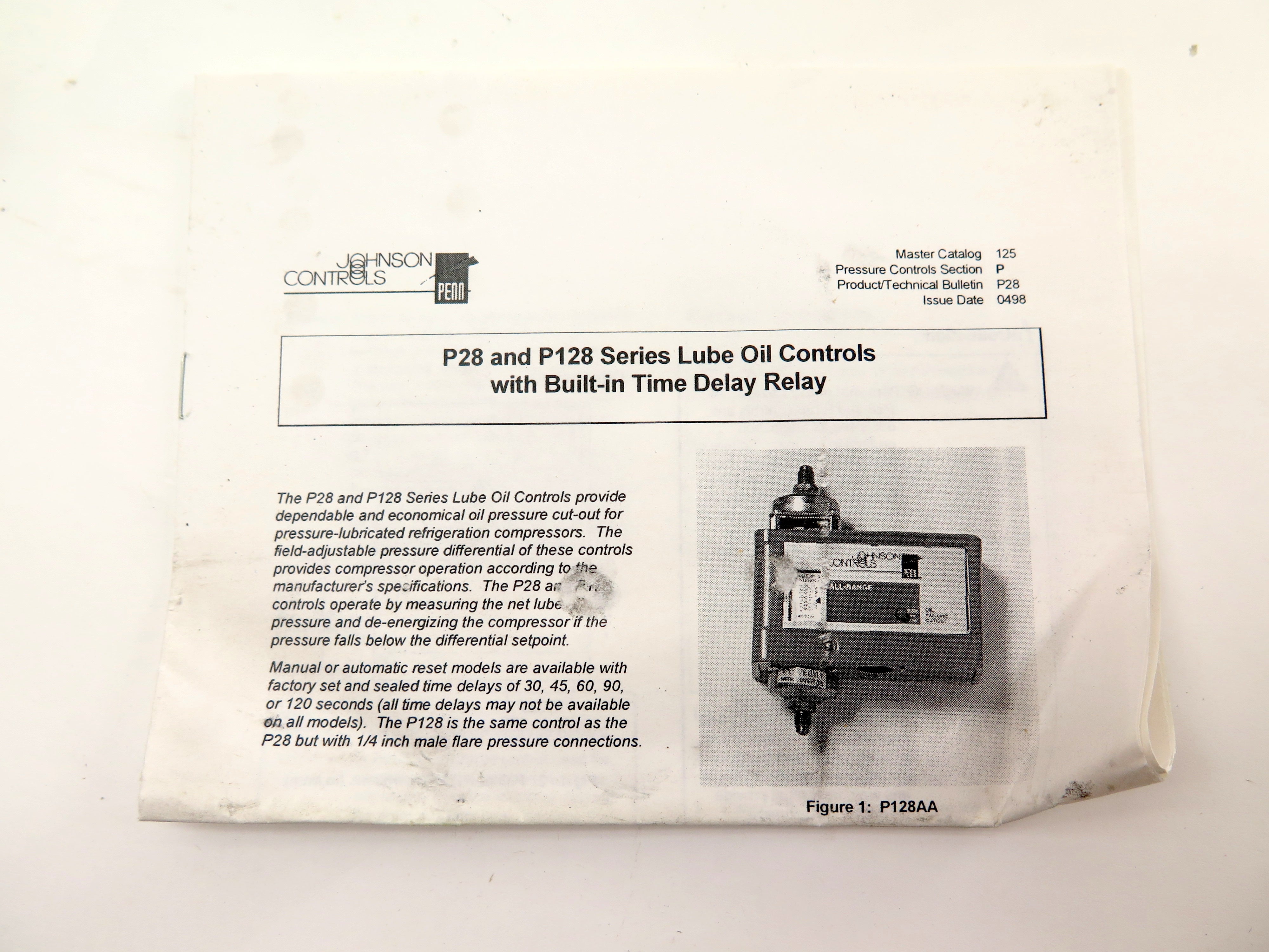 Johnson Controls P128AA-2C Oil Failure Cutout Control - Advance Operations