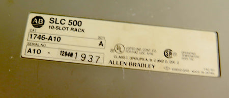 Allen-Bradley 1746-A10 SER.B 10 Slot Rack - Advance Operations