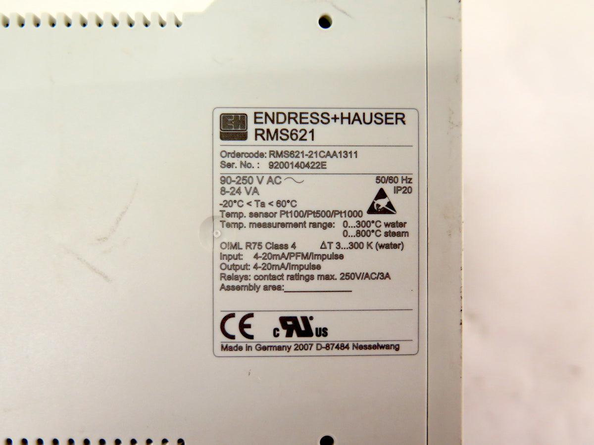 Endress + Hauser RMS621-21CAA1311 Energy Manager Steam Heat - Advance Operations