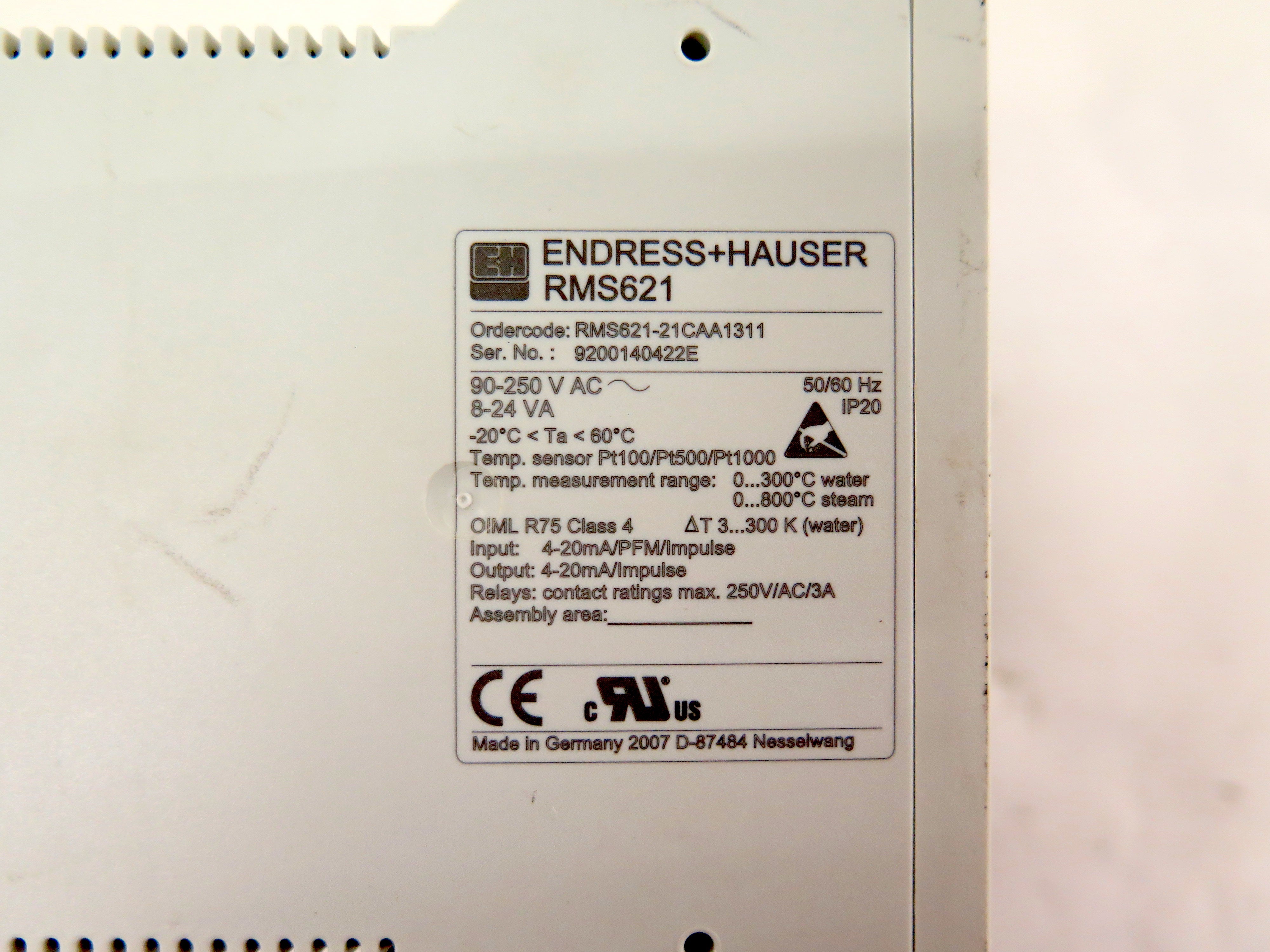 Endress + Hauser RMS621-21CAA1311 Energy Manager Steam Heat - Advance Operations