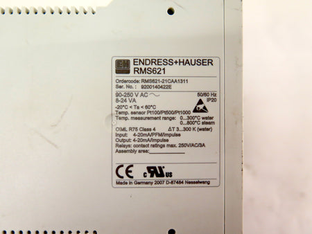 Endress + Hauser RMS621-21CAA1311 Energy Manager Steam Heat - Advance Operations