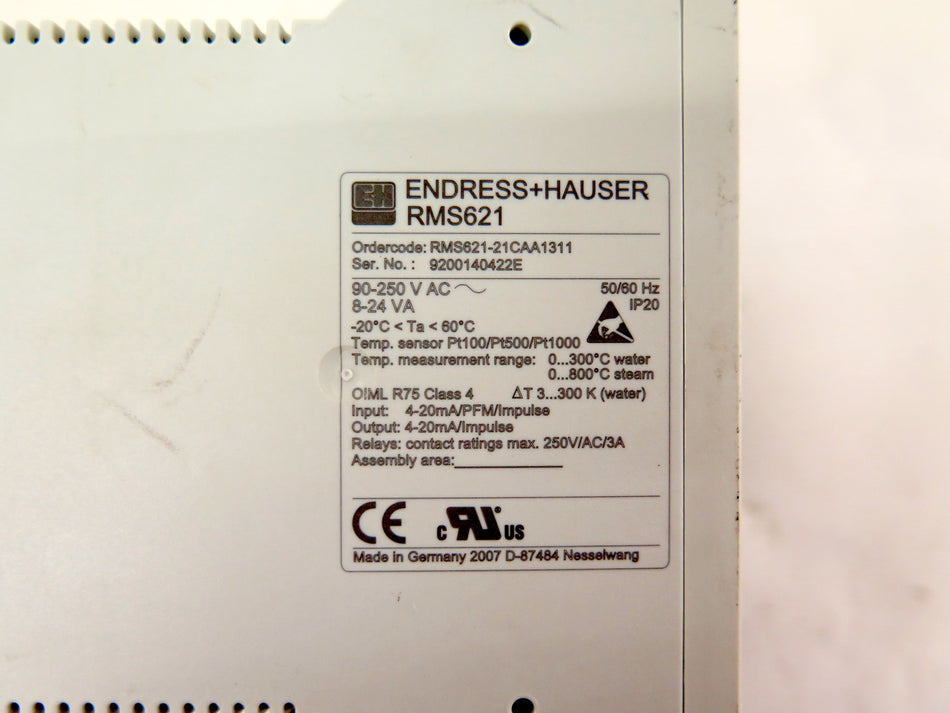 Endress + Hauser RMS621-21CAA1311 Energy Manager Steam Heat - Advance Operations
