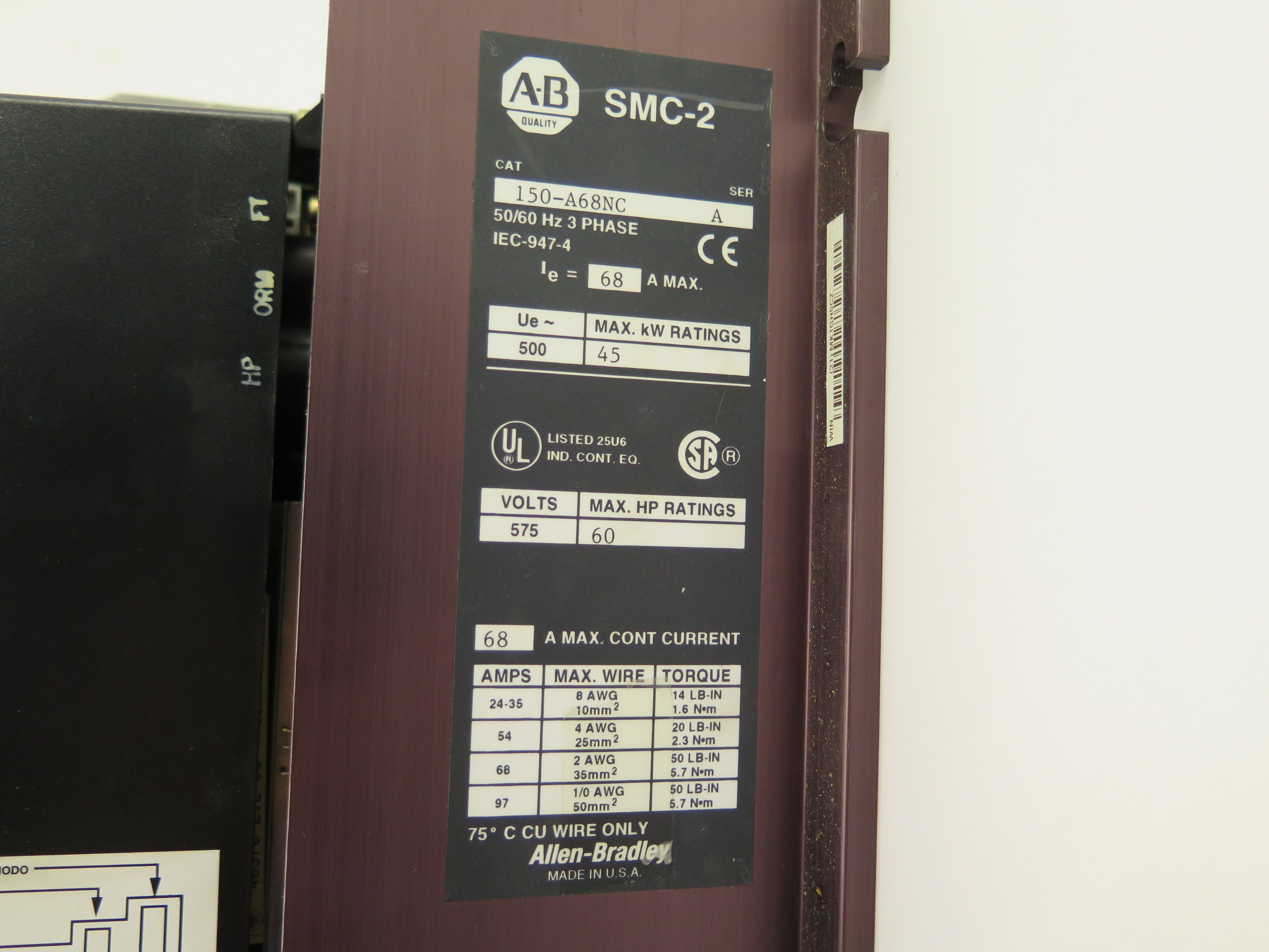 Allen-Bradley 150-A68NC Smart Motor Controller 60HP - Advance Operations