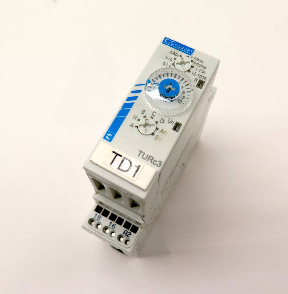 Crouzet 88865503 / TURc3 MULTIFUNCTION TIMER DIN RAIL SPDT 8A 12-240 VAC/DC - Advance Operations