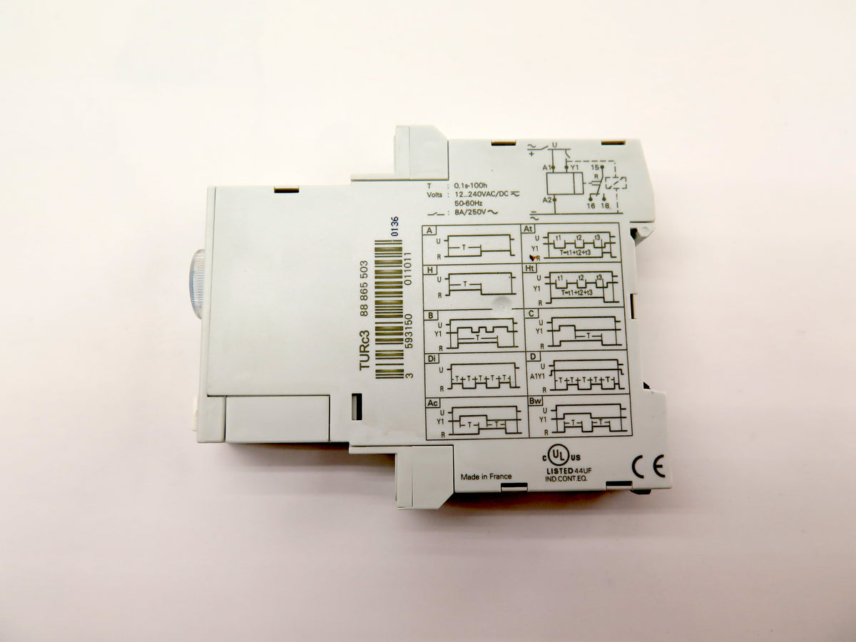 Crouzet 88865503 / TURc3 MULTIFUNCTION TIMER DIN RAIL SPDT 8A 12-240 VAC/DC - Advance Operations