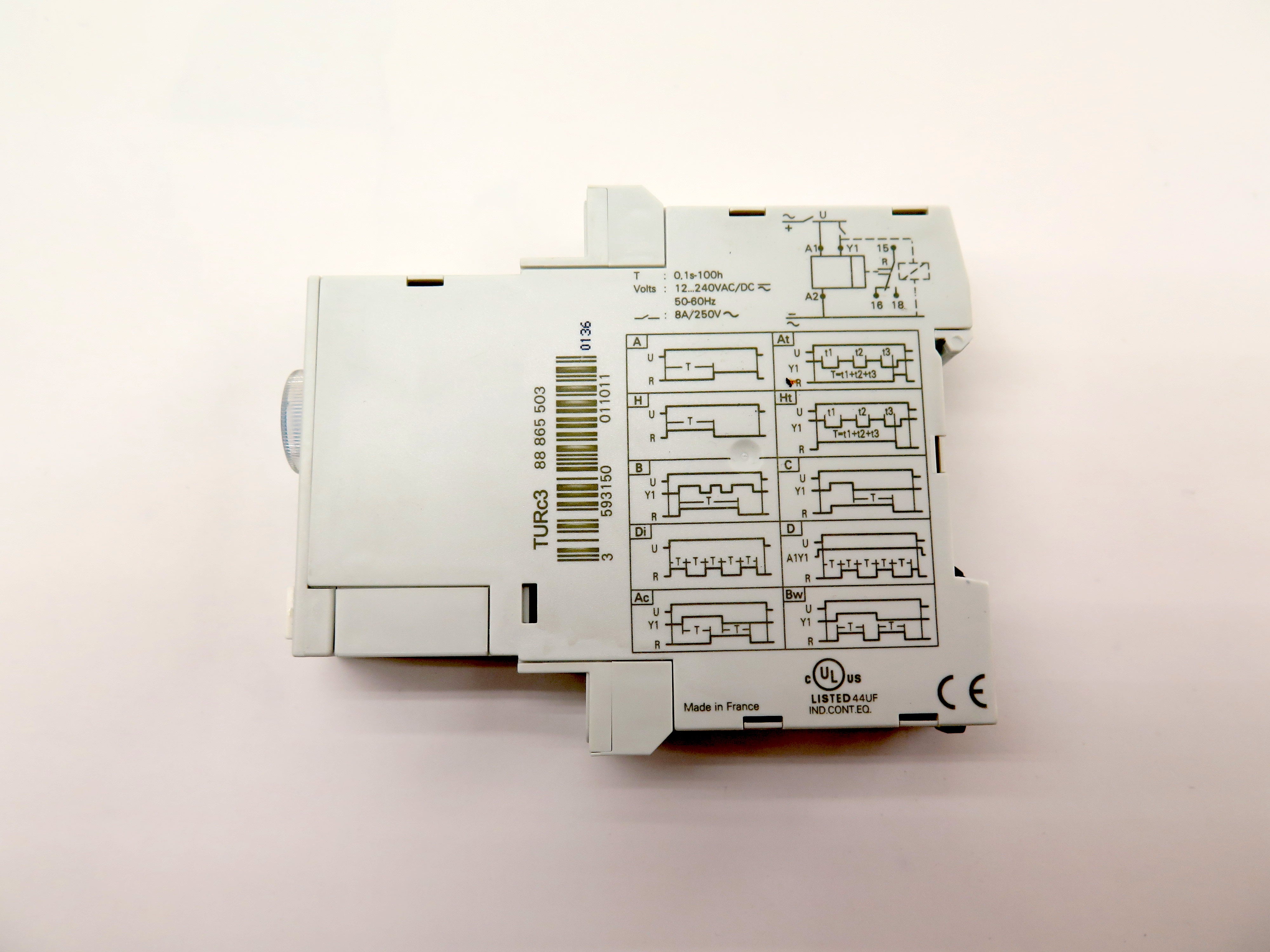 Crouzet 88865503 / TURc3 MULTIFUNCTION TIMER DIN RAIL SPDT 8A 12-240 VAC/DC - Advance Operations