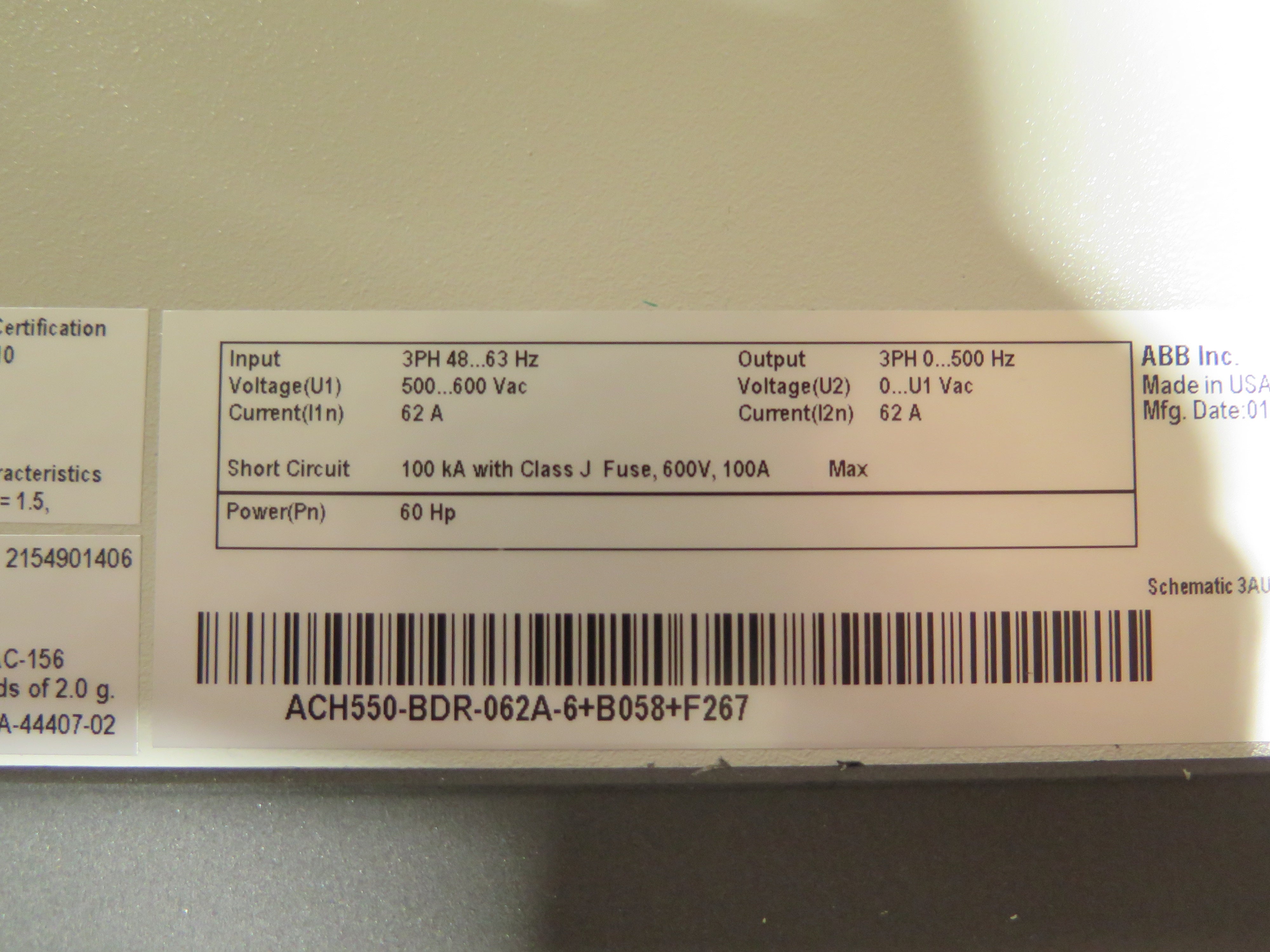 ABB ACH550-BDR-062A-6+B058+F267 HVAC AC Drive 60HP 500-600Vac 62A - Advance Operations