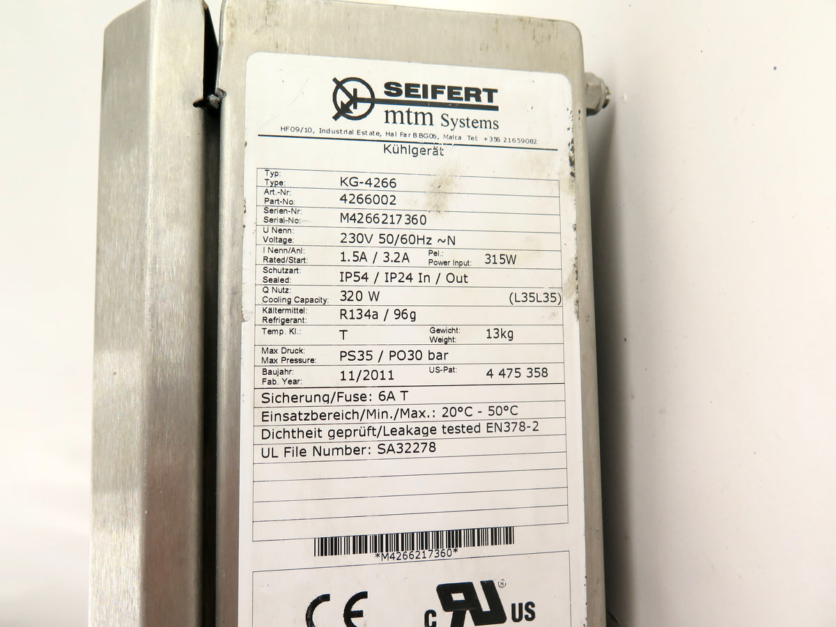 Seifert KG-4266 Cooling Unit 230Vac Stanless Steel Cover - Advance Operations