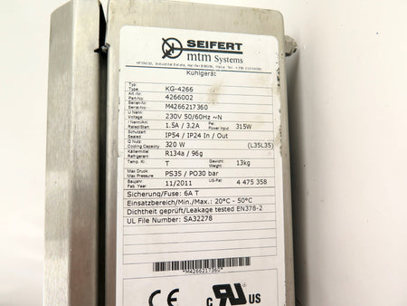 Seifert KG-4266 Cooling Unit 230Vac Stanless Steel Cover - Advance Operations