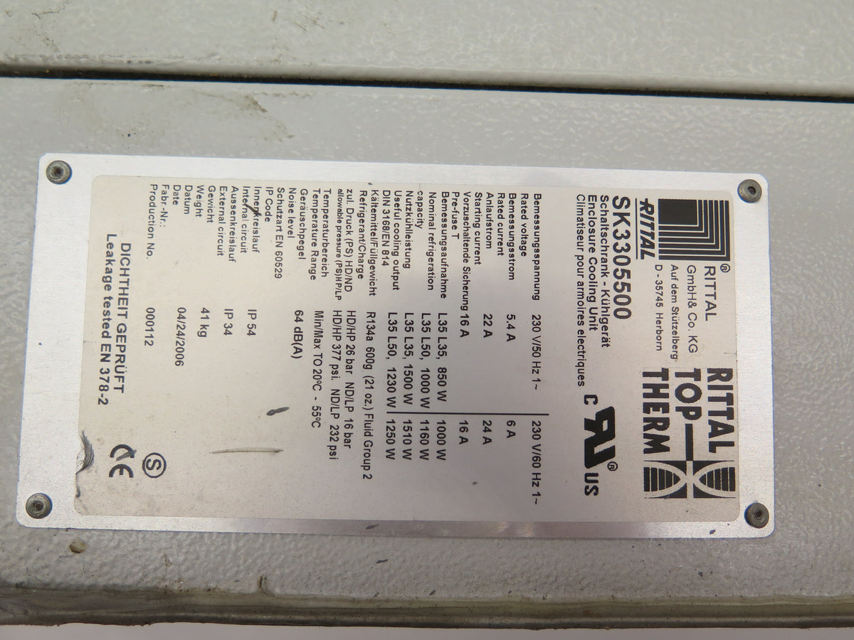 Rittal SK 3305500 Control Panel / Enclosure Cooling Unit Wall Mount - Advance Operations