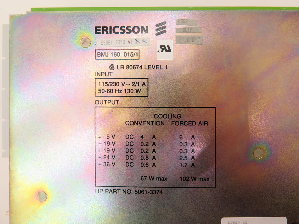 Ericsson / HP Agilent BMJ 160 015/1 Power Supply - Advance Operations