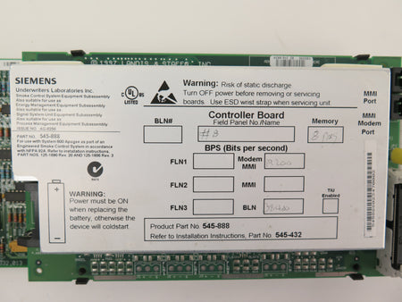 Siemens 545-888 SCU Controller Board 545-432 - Advance Operations