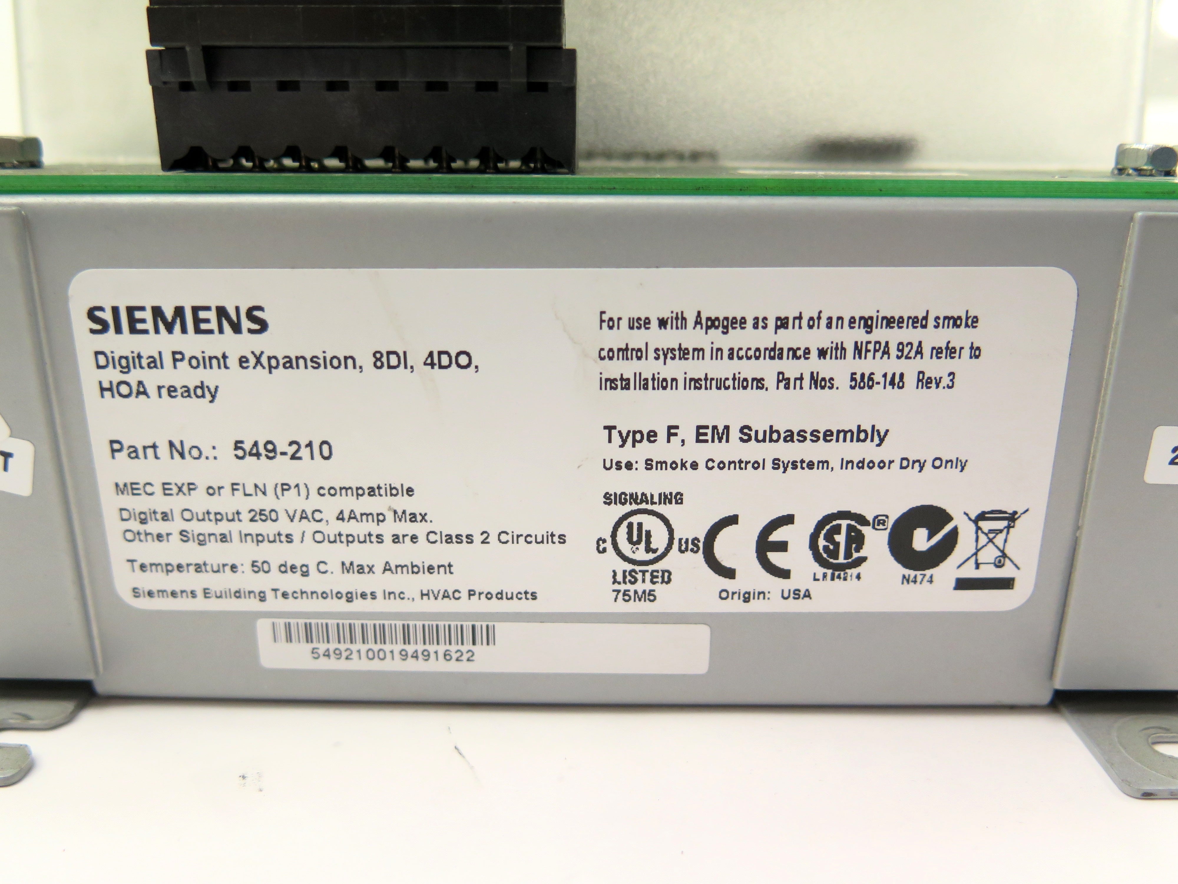 Siemens 549-210 Apogee 549-210 Digital Point eXpansion 8DI 4DO - Advance Operations