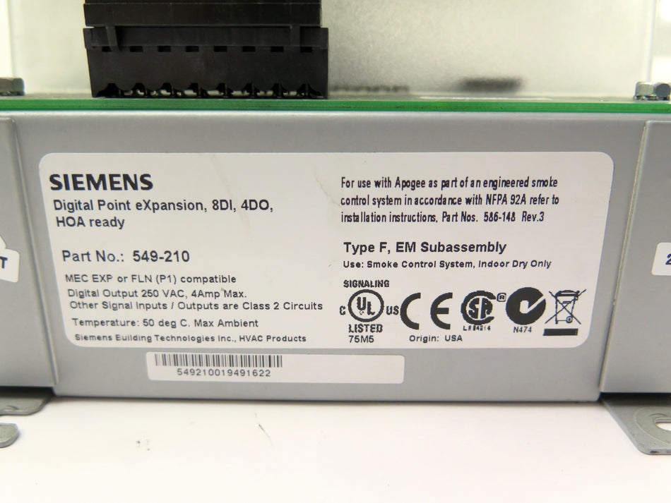 Siemens 549-210 Apogee 549-210 Digital Point eXpansion 8DI 4DO - Advance Operations