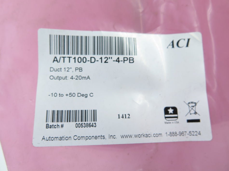 Automation Components Inc A/TT100-D-12"-4-PB Temperature Sensor - Advance Operations