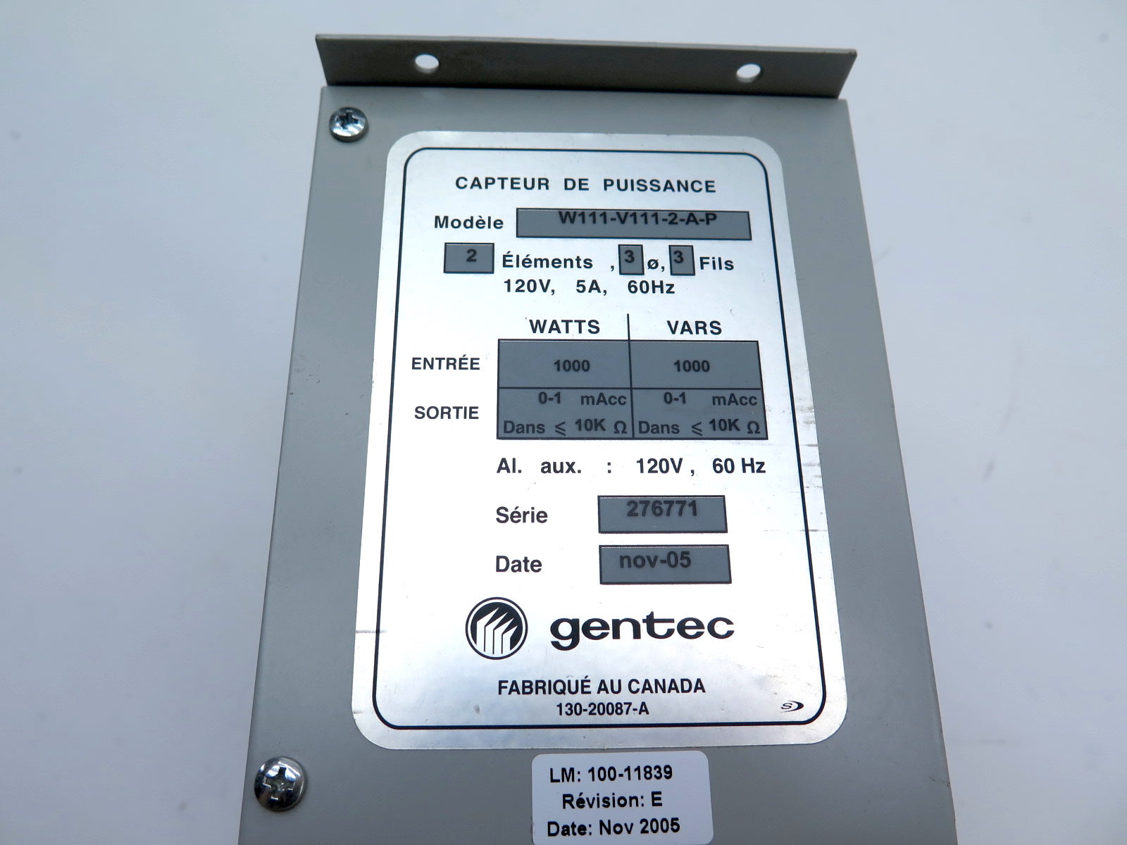 Gentec W111-V111-2-A-P Power Sensor - Advance Operations