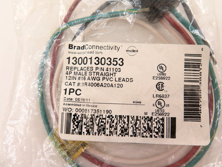 Brad Connectivity 1R4006A20A120 4P Male Straight Cordset - Advance Operations